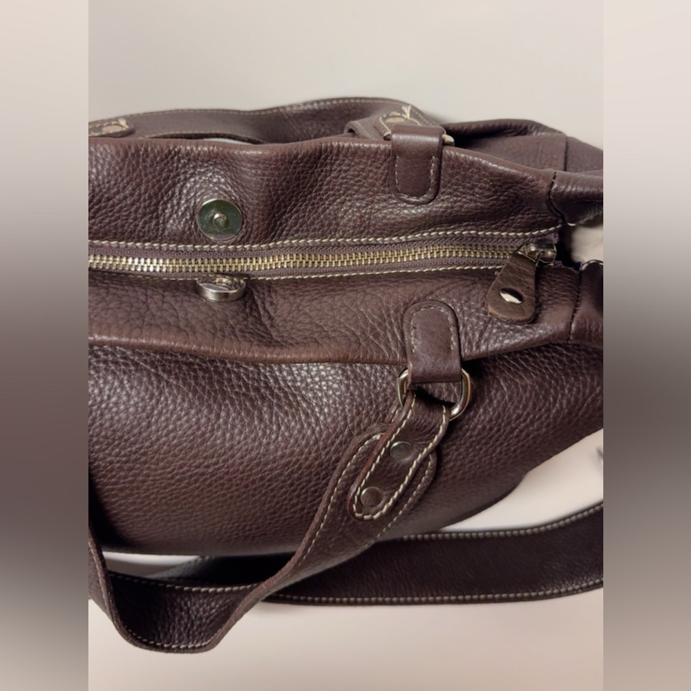 VINTAGE ROOTS VILLAGE TRIBE TOTE HOBO SHOULDER BAG BROWN PEBBLE LEATHER - Picture 6 of 16